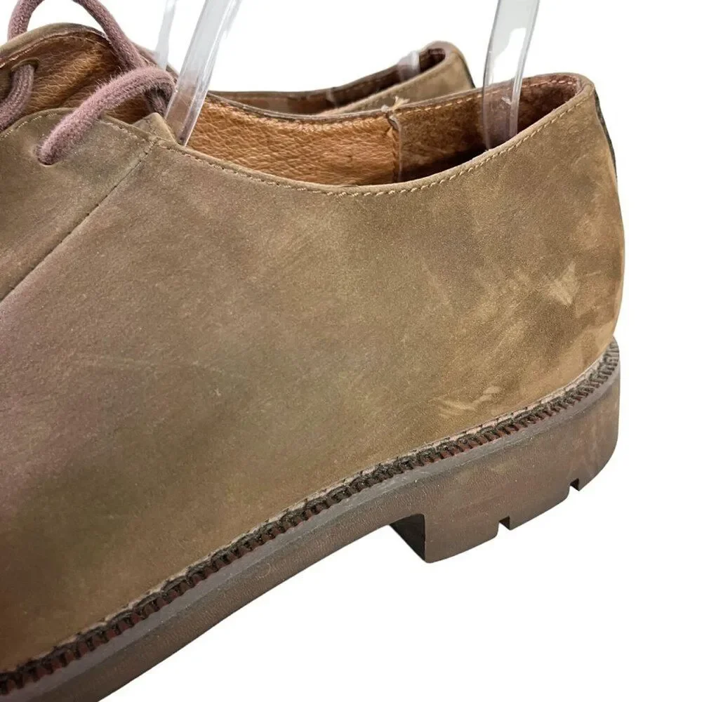 Eddie Bauer Mens Brown Lace UP Oxford Real Leather Casual Shoes Vibram Sole 14